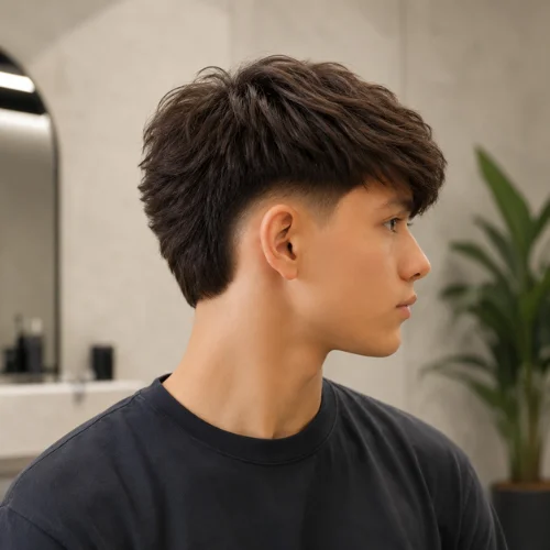 Young Man With Burst Fade Straight Hair