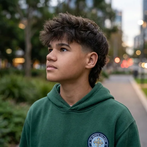 Burst Fade Mullet for Teens haircut