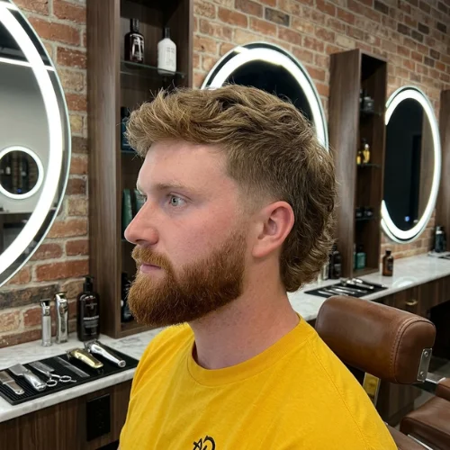 Burst Fade Mullet with Beard haircut