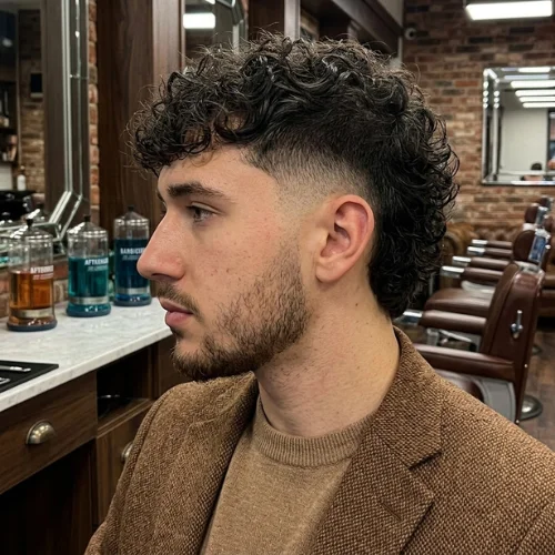 Low Burst Fade Mullet haircut