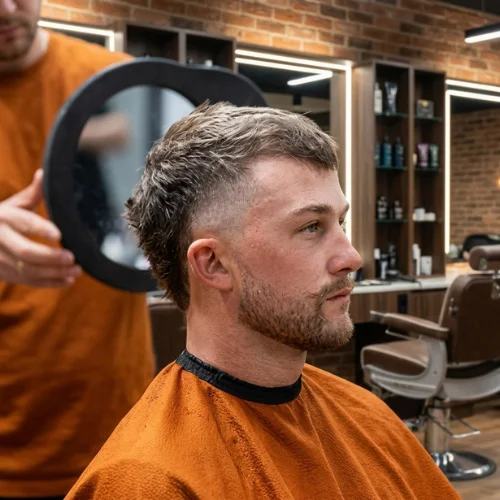 Skin Burst Fade Mullet haircut